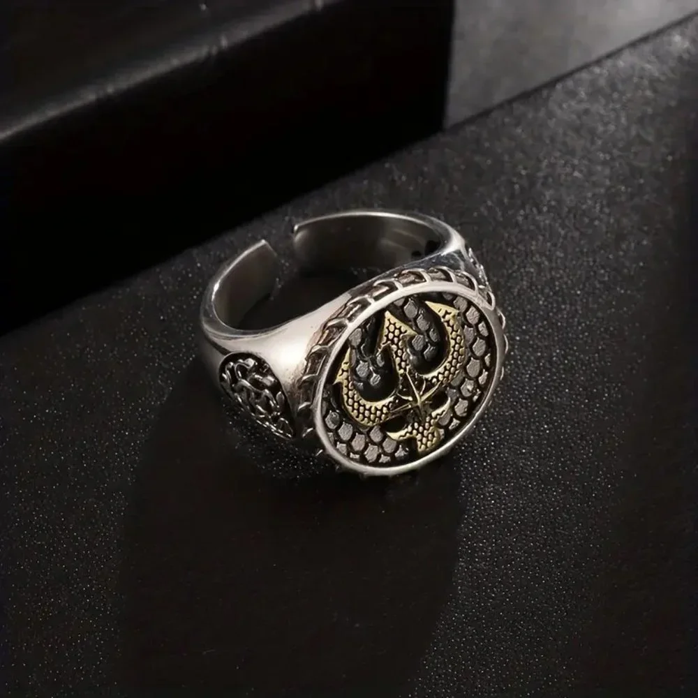 Retro Trident Open Ring Men's Biker Punk Jewelry Fashion Ring